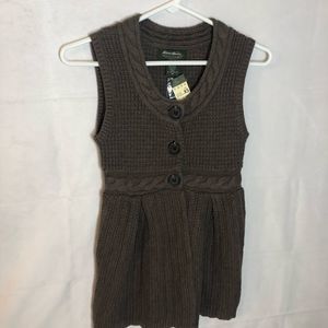 Eddie Bauer Brown NWT Sweater Vest Sleeveless Button Size XS